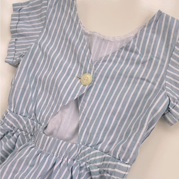 Tea Collection Blue White Stripes Embroidered Floral Dress Size 4 - Picture 5 of 7